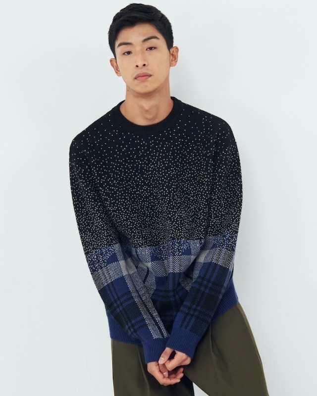 OMBRE CHECK KNIT PULLOVER